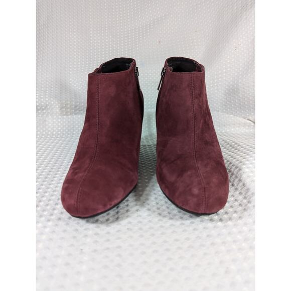 ANNE KLEIN! BURGUNDY RED GENUINE SUEDE LEATHER WEDGE HEEL ANKLE BOOTS! SZ 9M - Picture 5 of 10